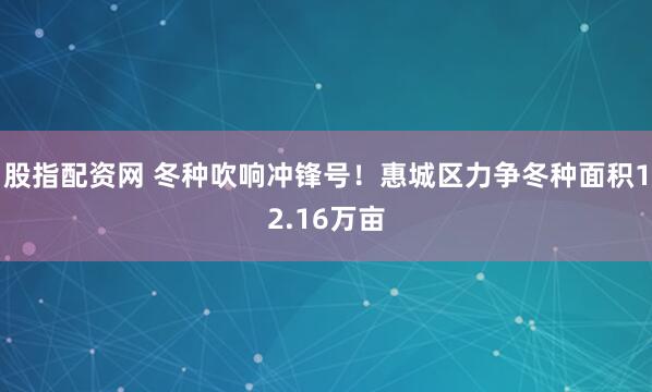 股指配资网 冬种吹响冲锋号！惠城区力争冬种面积12.16万亩